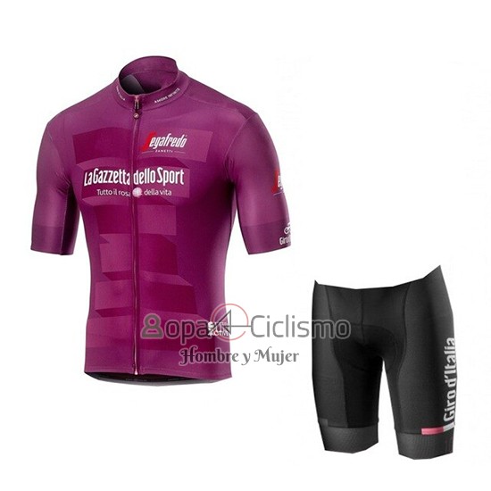 Giro d'Italia Ropa Ciclismo Culotte Corto 2019 Hombre Mangas Cortas Violeta